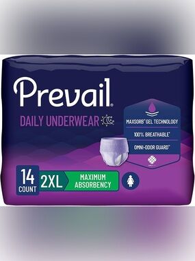 Prevail Daily Underwear XXL 14ct Max Absorbency‎ Adult Disposable New